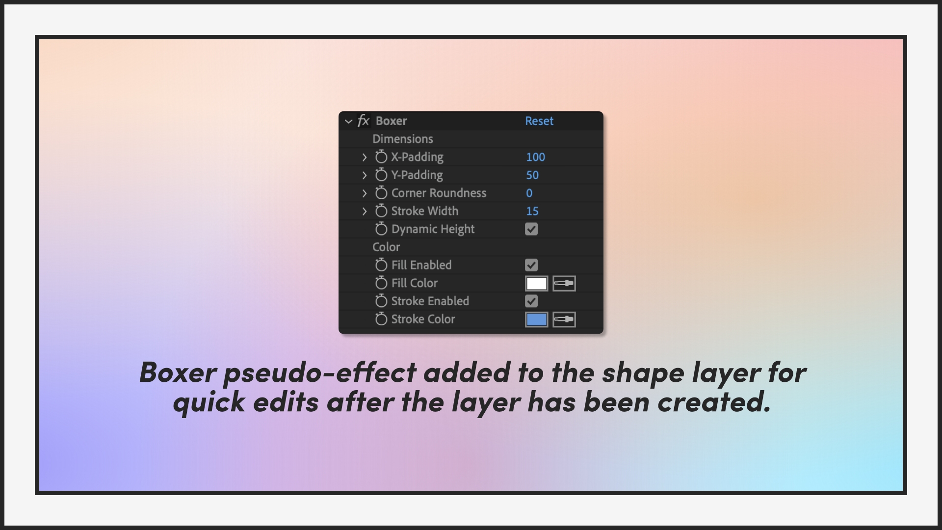 Boxer pseudo effect added to shape layer